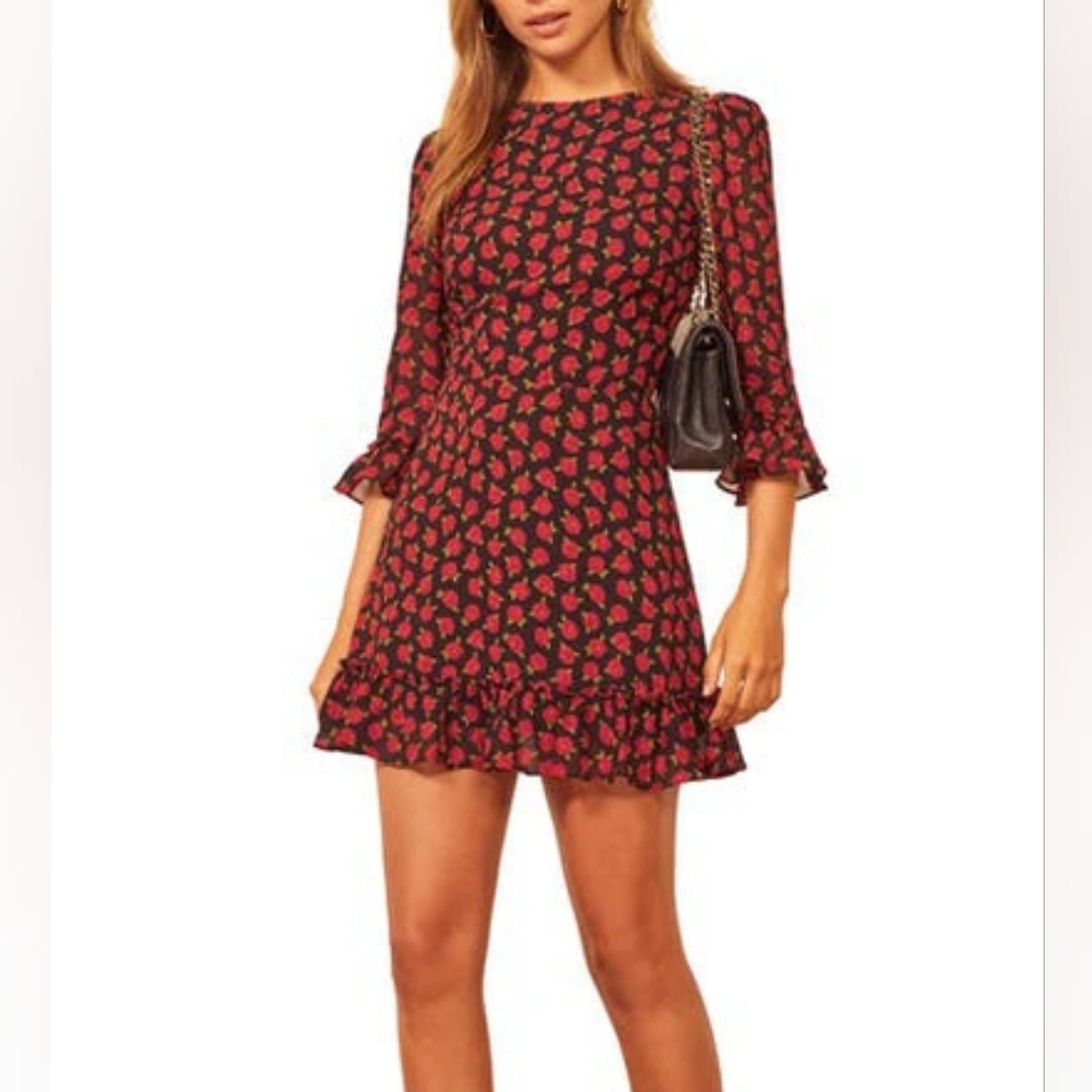 Reformation Doutzen Dress Short Sleeve Mini Georgette